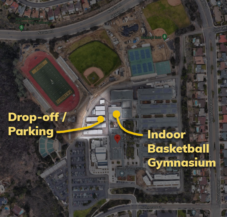 Map of Basketball Courts at PHHS